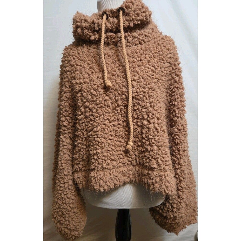 Free People Peekaboo Pullover Sweater Brown Size Small Cropped Dolman Sleeve